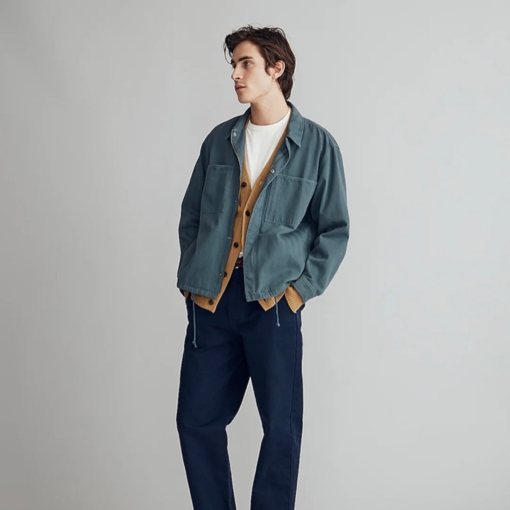 Madewell men’s garment dyed boxy jacket in architect green size M